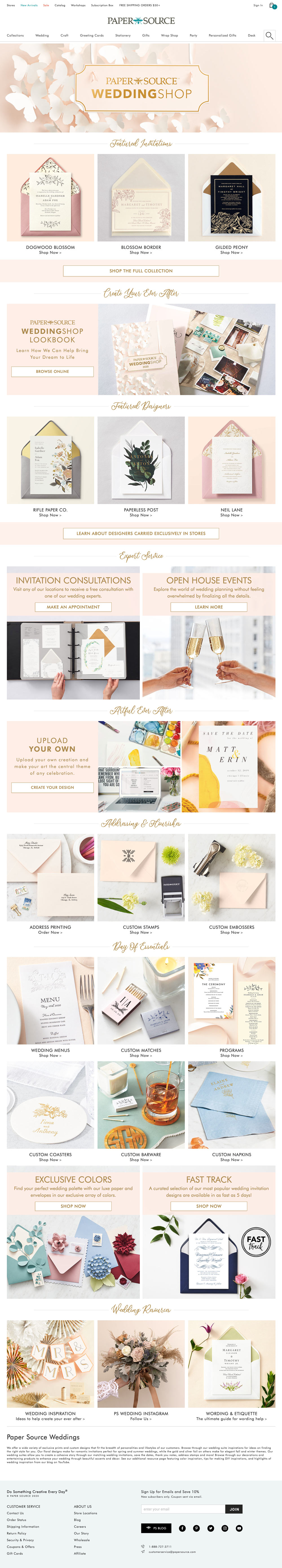 Paper Source Wedding Shop desktop view